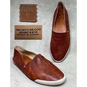 FRYE US 8 MELANIE Cognac Leather Slip-On Sneakers